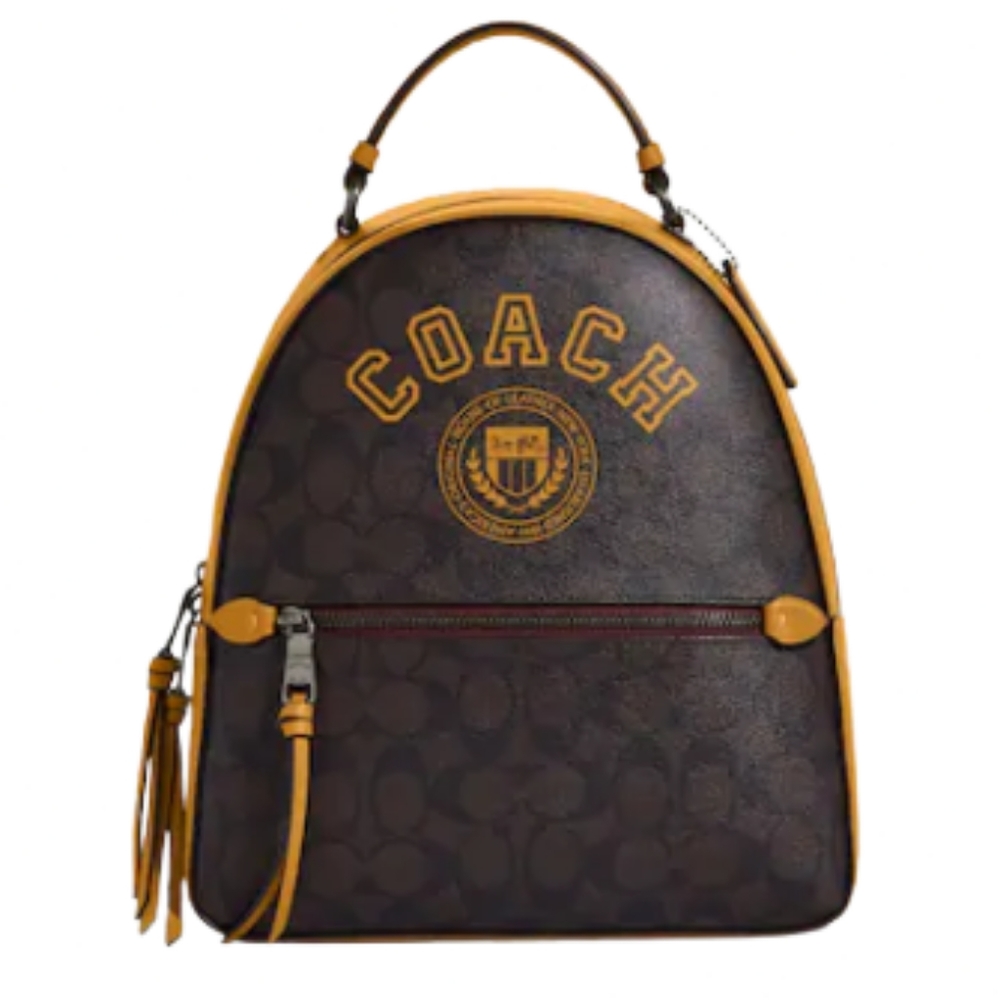 NWT CoachJORDYN BACKPACK IN SIGNATURE CANVAS WITH VARSITY MOTIF. 21